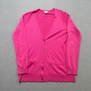 Y2K GAP Cardigan Sweater Womens Small Pink Extra Fine Merino Wool V-Neck Knitted